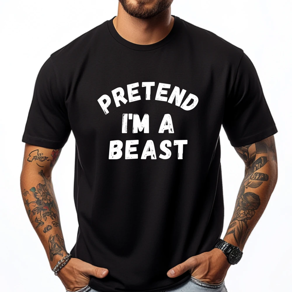 

Pretend I M A Beast Matching Halloween Costume Party Graphic Shirts Men T-Shirt Luxury Clothing Breathable Printed