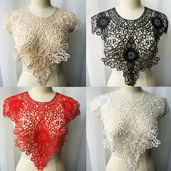 Embroidery Water Soluble Cotton Grid Flower Neck Collar Applique Wedding Gown Bridal Dress Clothes DIY Handwork Patches Craft