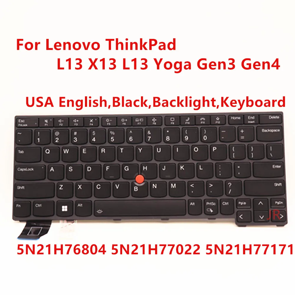 

Original Laptop USA English Black Backlight Keyboard for Lenovo ThinkPad L13 X13 L13 Yoga Gen 3 Gen 4 5N21H76804 5N21H77022