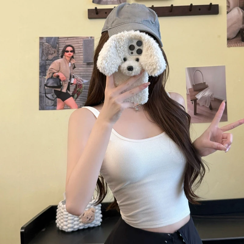 Autumn Winter Women's Sweet Sexy U-neck Sleeveless Slim Camisole With Chest Pad