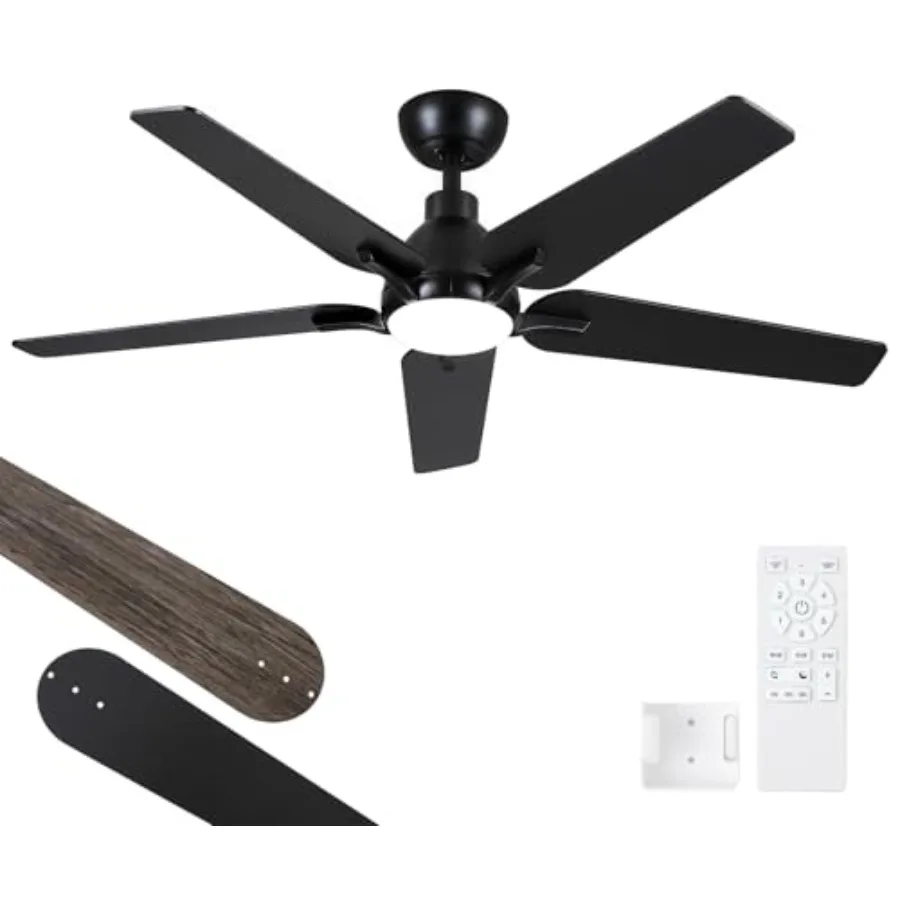 Ceiling Fans with Lights: 5 Blades Ceiling Fan with Light and Remote for Bedroom Living Room Dining Room Patio, LED Dimmable 6
