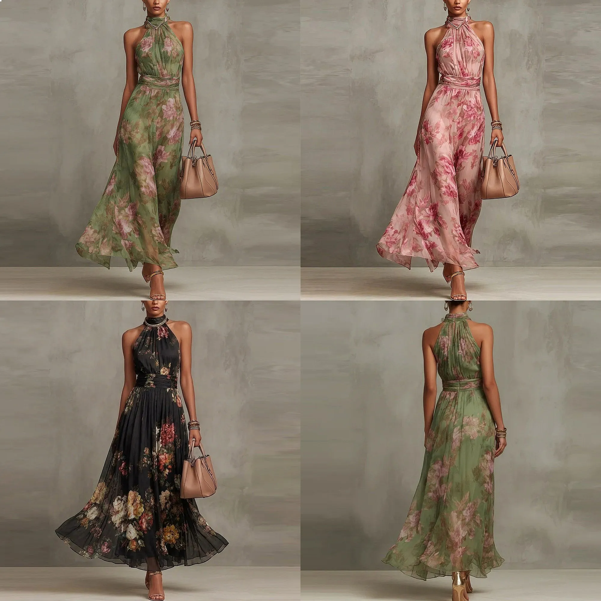 

Sexy Sleeveless Bodycon Mesh Print Irregular Slit Ruched Long Dress Dresses Spring Summer