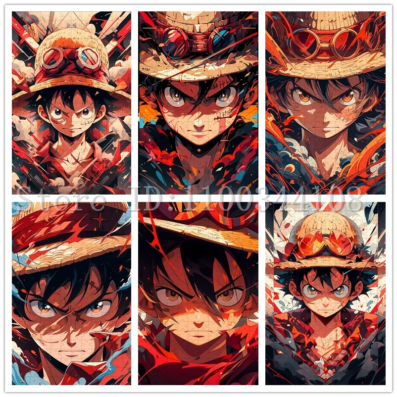 One Piece Monkey D. Luffy Jigsaw Puzzles Creative Intelligence Game Toys for Children Anime Character Puzzles New Year Gifts