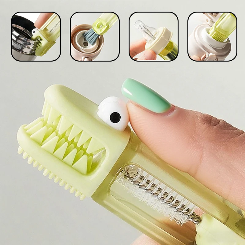 3‑in‑1 Cup Cleaning Brush Multifunctional Bottle Lid Gap Straw Brush Portable Crevice Cleaner for Water Bottle Tumbler Mug Lid G
