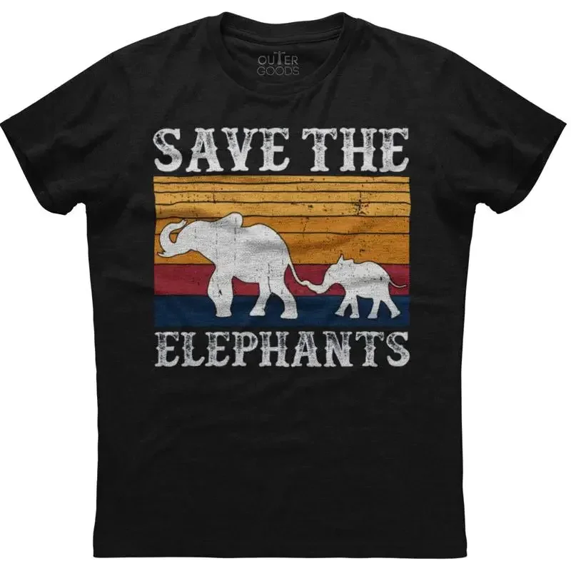 Save The Elephants Mens  New Cotton Black T shirt