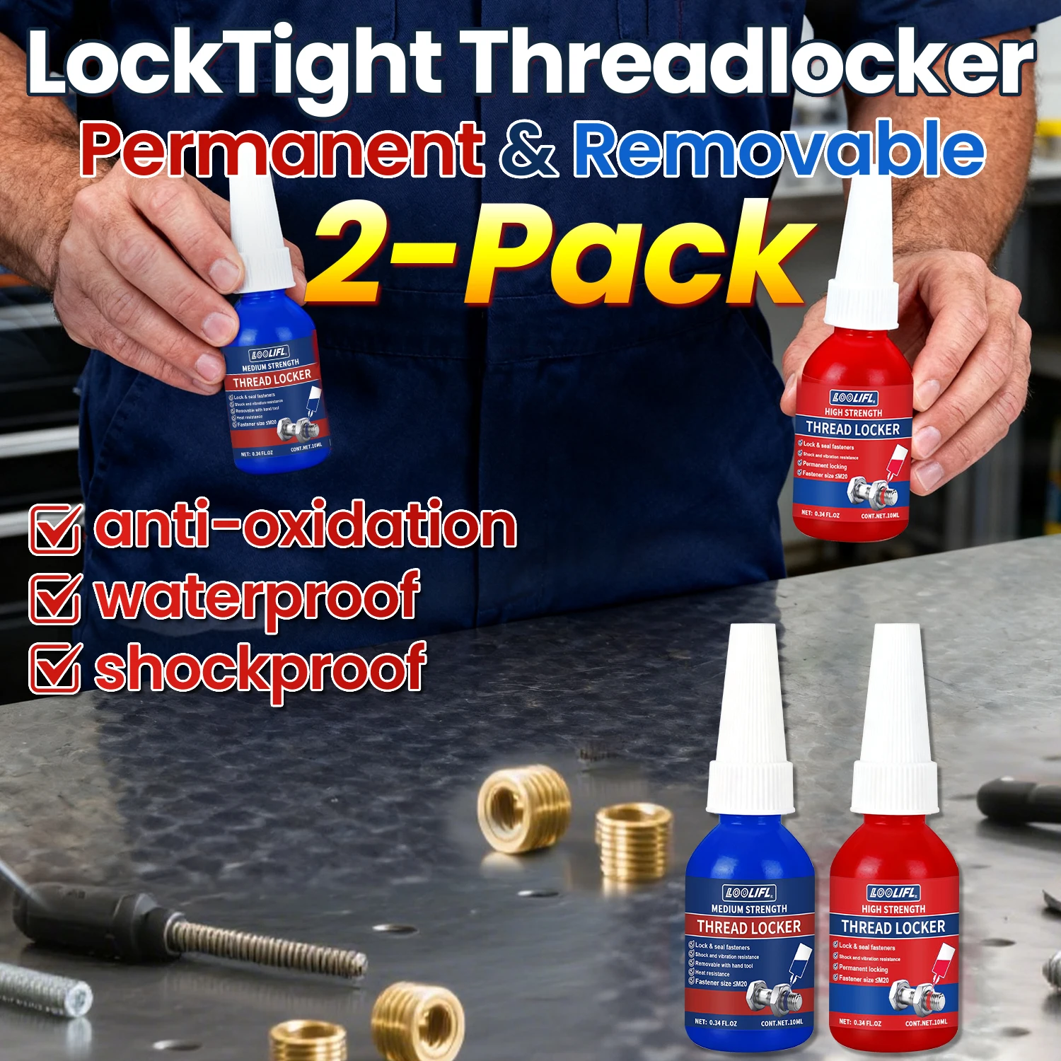 LOOLIFL chargement mixte, type d'infiltration à flux rouge. Bondage bleu fort, résistance à l'huile, résistance aux basses et aux hautes températures, déte