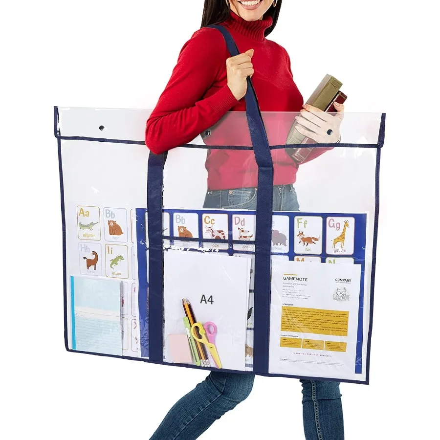 3 عبوات كبيرة من حقيبة تخزين الملصقات 31.5 × 25.5 حامل لوحة الإعلانات حاوية محفظة فنية لتنظيم الفصول الدراسية للمعلمين