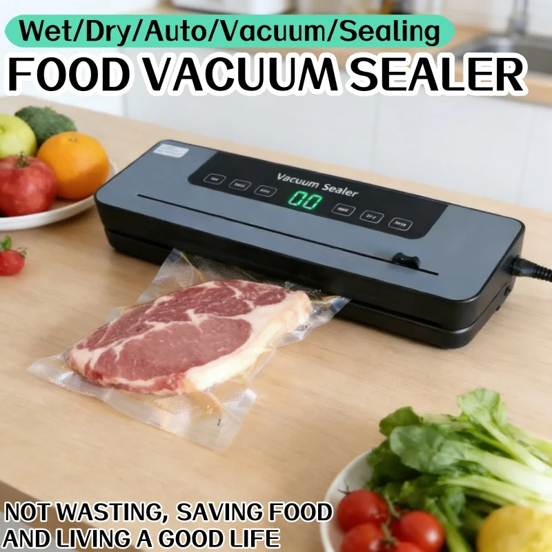 

Electric Vacuum Sealer Machine Kitchen Dry/Wet Food Vacuum Sealer Home Fresh Food Storage And Built-in Cutter Ealing Machine