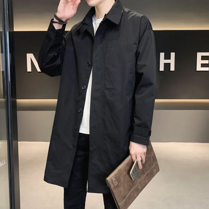 

Trench Coat For Men High-end Autumn And Winter Thin Overcoat High Street Japan Style Thin Long Jackets Men Coat Fashion Clothing