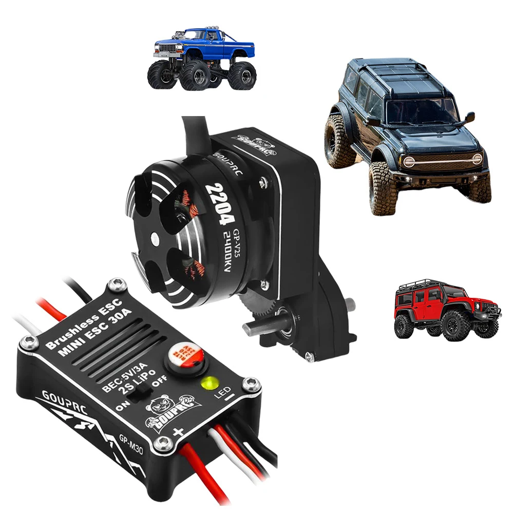 

2204 2400KV Brushless Outrunner Motor W/ Transmission and 30A Brushless ESC for SCX24 RC Crawler Axial 1/24 RC Car Truck