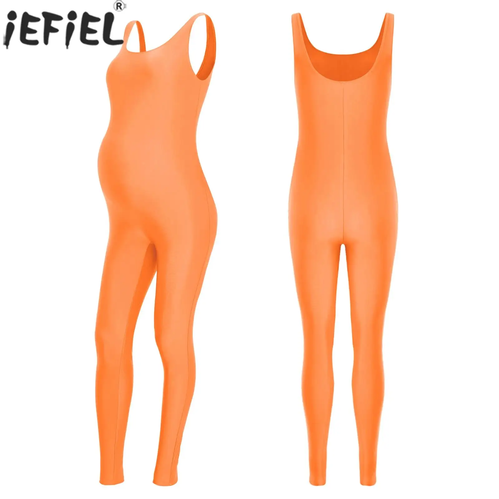 

Pregnant Woman Summer Casual Yoga Sports Jumpsuit Sleeveless Solid Color Bodysuit Shapewear Leggings Loungewear Sportswear