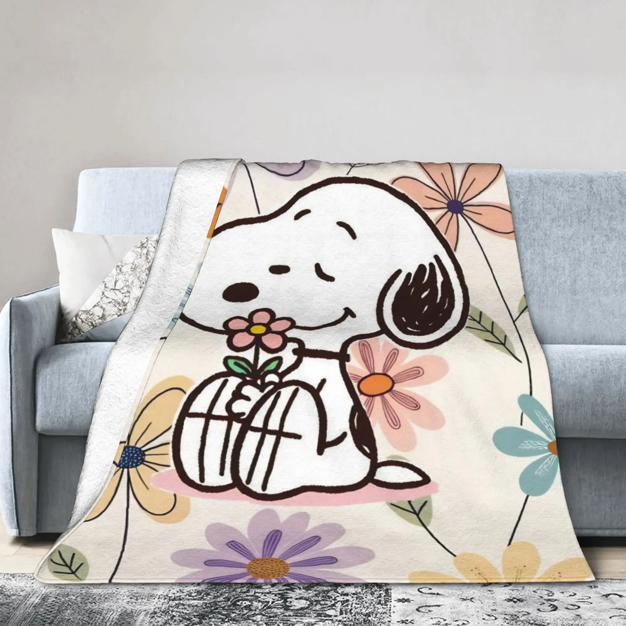 Cartoon Cute S-Snoopys Blanket Flannel Flower Super Warm Throw Blankets for Bedding Couch Bedspread