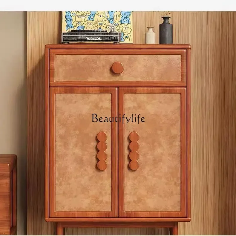 

LJY*2025 new medieval simple solid wood bucket cabinet living room retro wall storage cabinet