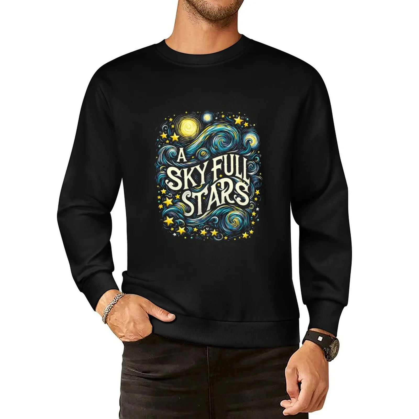 

A Sky Full of Stars Starry Night Pullover Hoodie mens clothing korean clothes men's clothes aesthetic sweatshirts