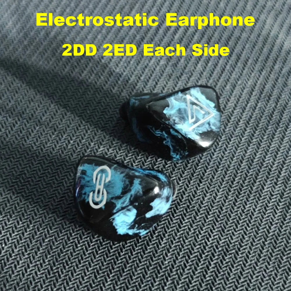 2ED 2DD IEM HiFi Wired Headphones Electrostatic Earphones in-ear Monitor Earbuds 2pin Detachable Cable Headsets for Audiophile