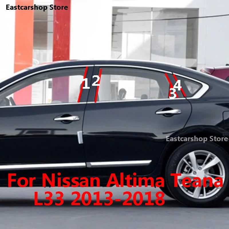 

For Nissan Altima Teana L33 2018 2017 Car Central Middle Column PC Window Trims B C Pillar Strip Sticker 2016 2013 2014 2015