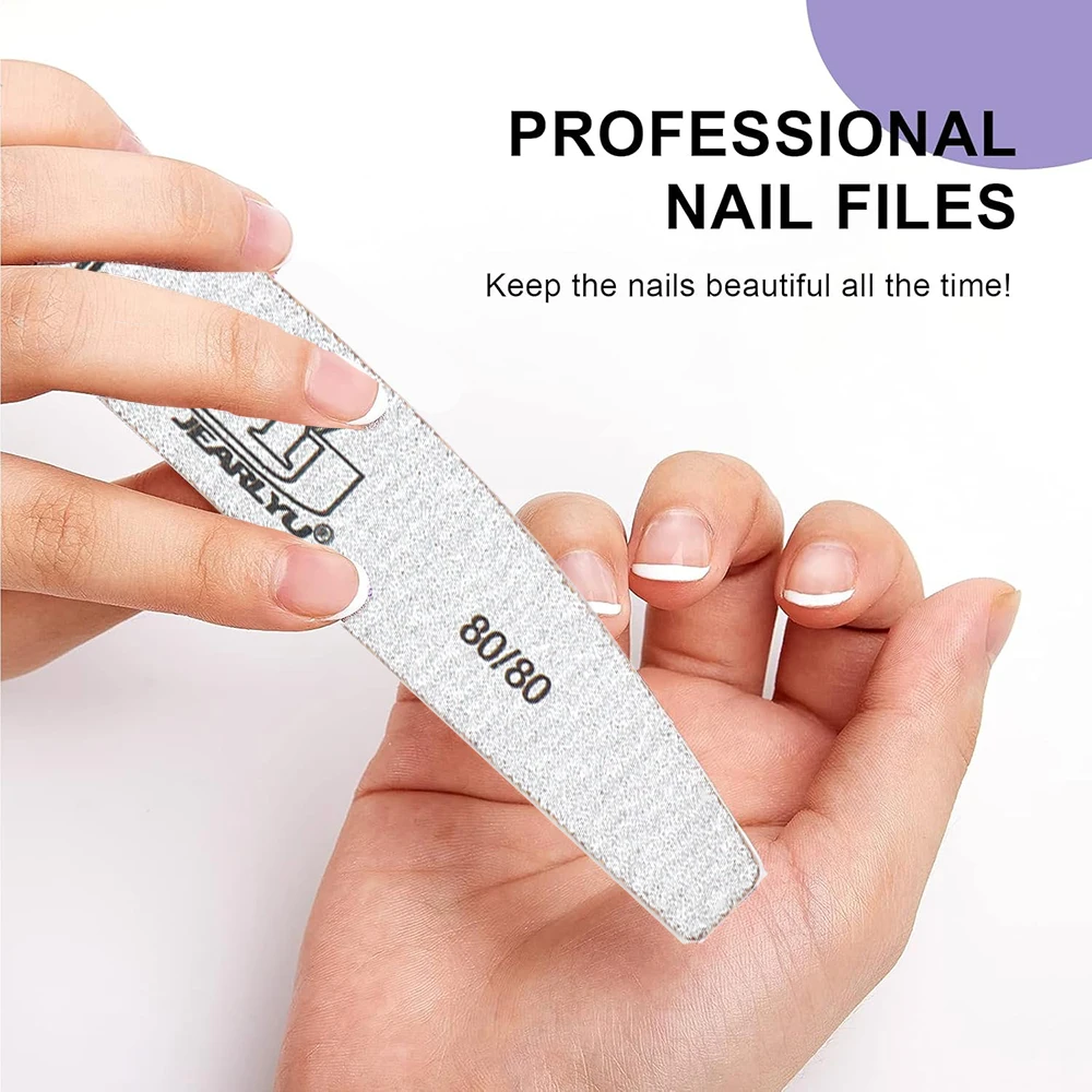 25/50 قطعة 50 قطعة الهلال القمر صالون ملفات الأظافر بالجملة ملفات الأظافر 80/80 حصى الأظافر القوية الصنفرة مزدوجة الوجهين صالون ومجموعة DIY #4