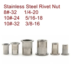 20pcs/pack  8#-32 10#-24 10#-32 1/4-20 5/16-18 3/8-16 Stainless Steel Inch Thread Blind Rivet Nnts Insert nut