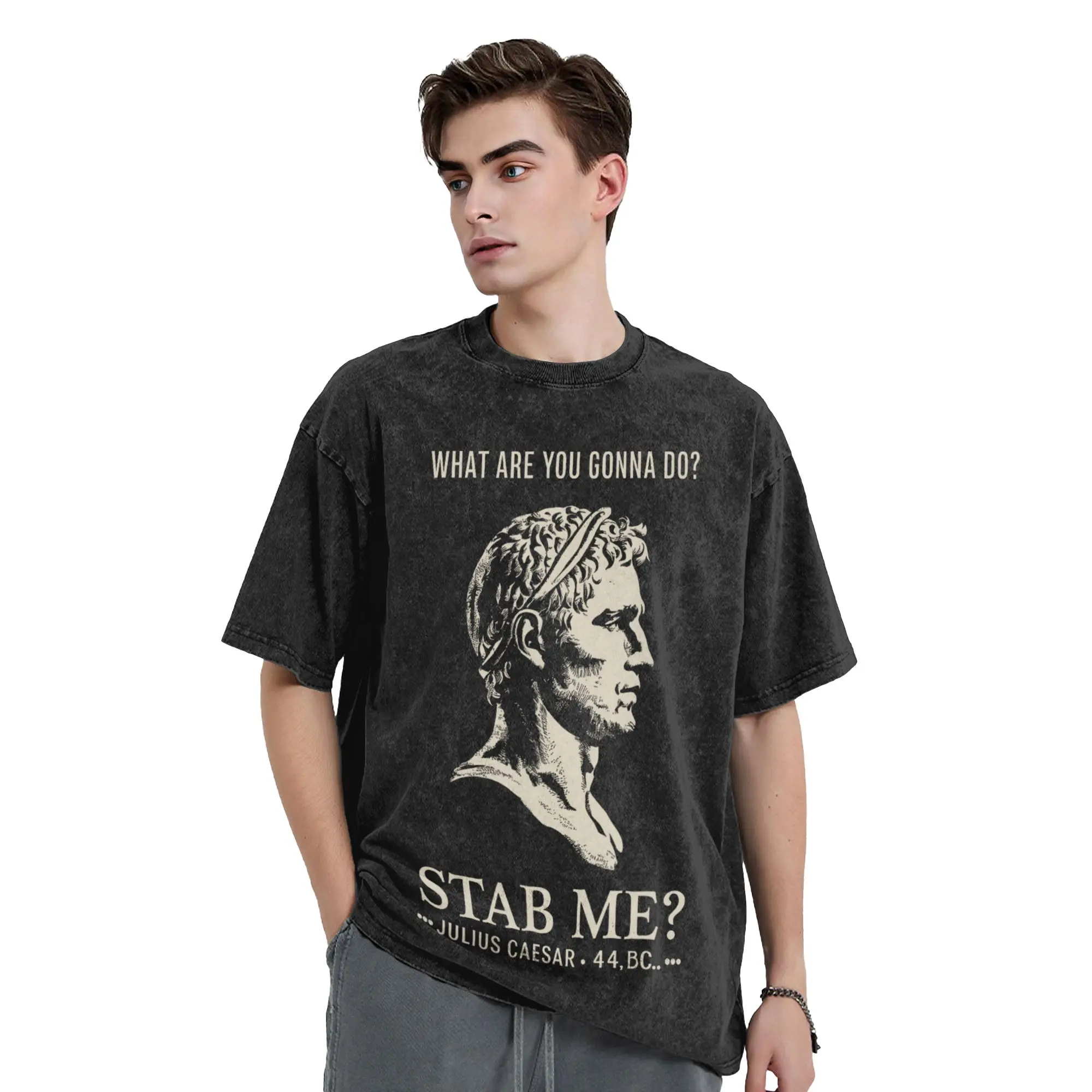 Julius Caesar Stab Me Historical Humor Cotton T-Shirts  Trendy Cool Tee Shirt for Couple Summer Y2K Retro Design Tops