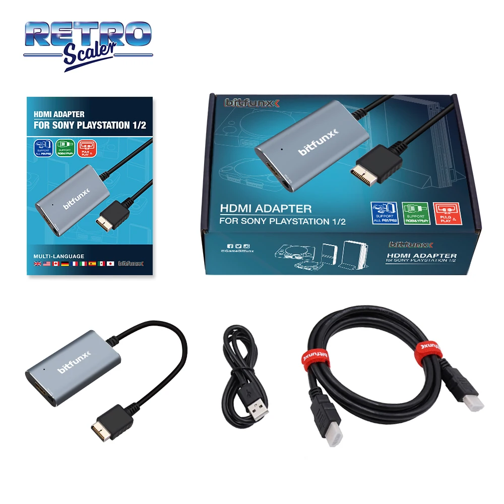 Bitfunx HDMI-compatible Converter Adapter With RGB & YPbPr Switch Compatible PlayStation 1/2 PS1/PS2 Game Consoles