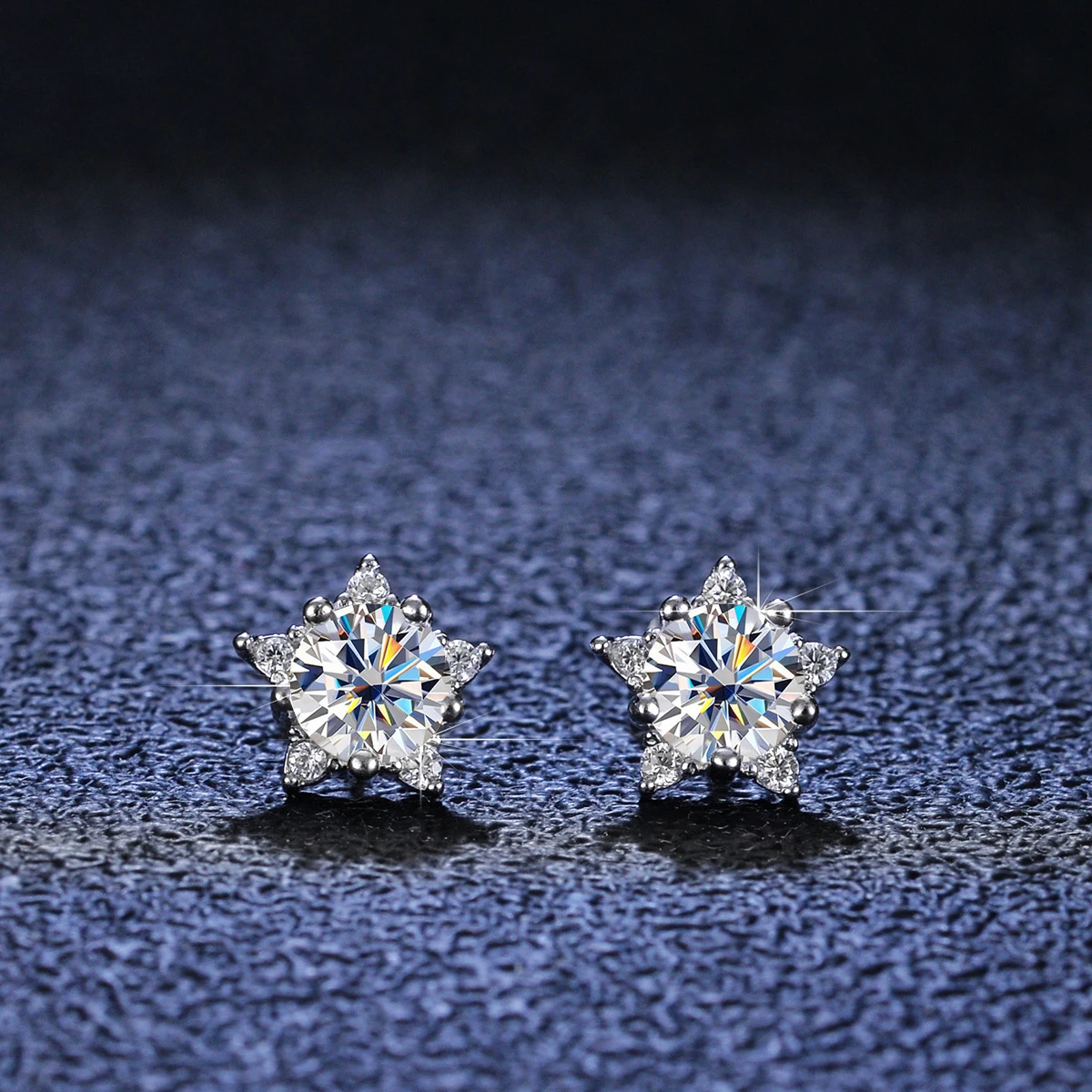 JOIAS HOME  Silver 925 D Color Moissanite Gem Earrings Female Silver Starlight Queen Star Style Gift For Girlfriend And Wife