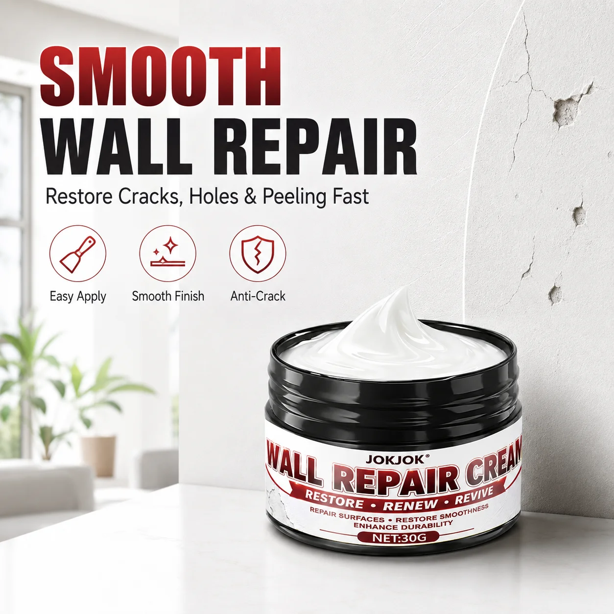 Professional Wall Surface Repair Color Paste, Easily Restoring Furniture And Wall Smoothness, Anti-Cracking, Convenient Applicat