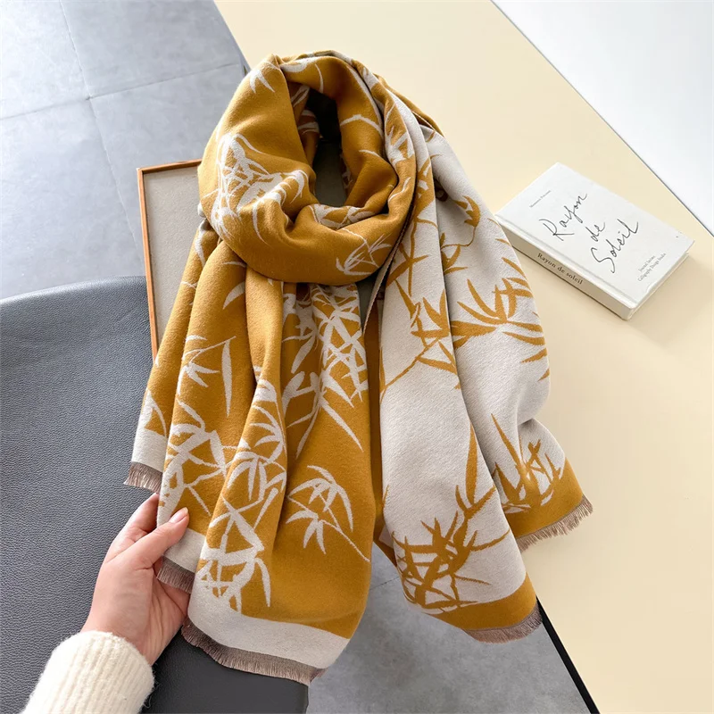 Luxury Winter Scarf Women Cashmere Warm Pashmina Brand Foulard Female Shawls Wraps Thick Soft Bufanda Poncho Scarves Stole 2024