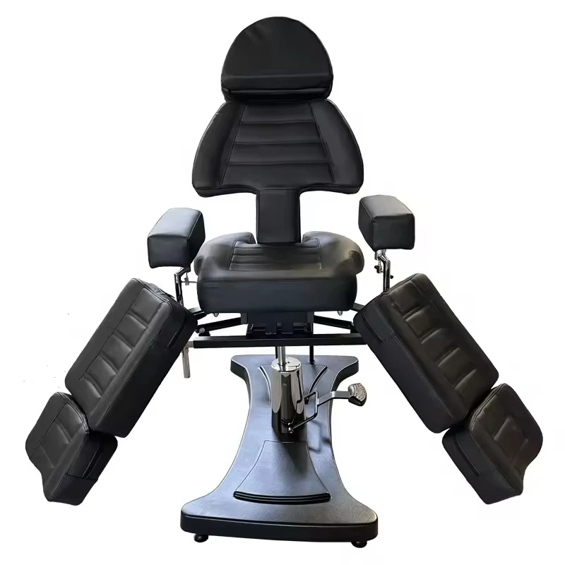 Tattoo Furniture Easy Regulation Massage Bed Black Hydraulic Tattoo Bed Revolving Embroidery Puncture Equipment Facial Bed