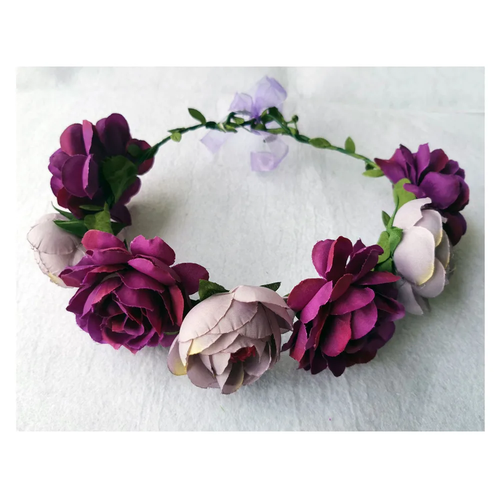 8 Color Fashion Woman Flower Wedding Party Hair Wreath Garland Girls Cloth Flower Headband Red Hair Accessories