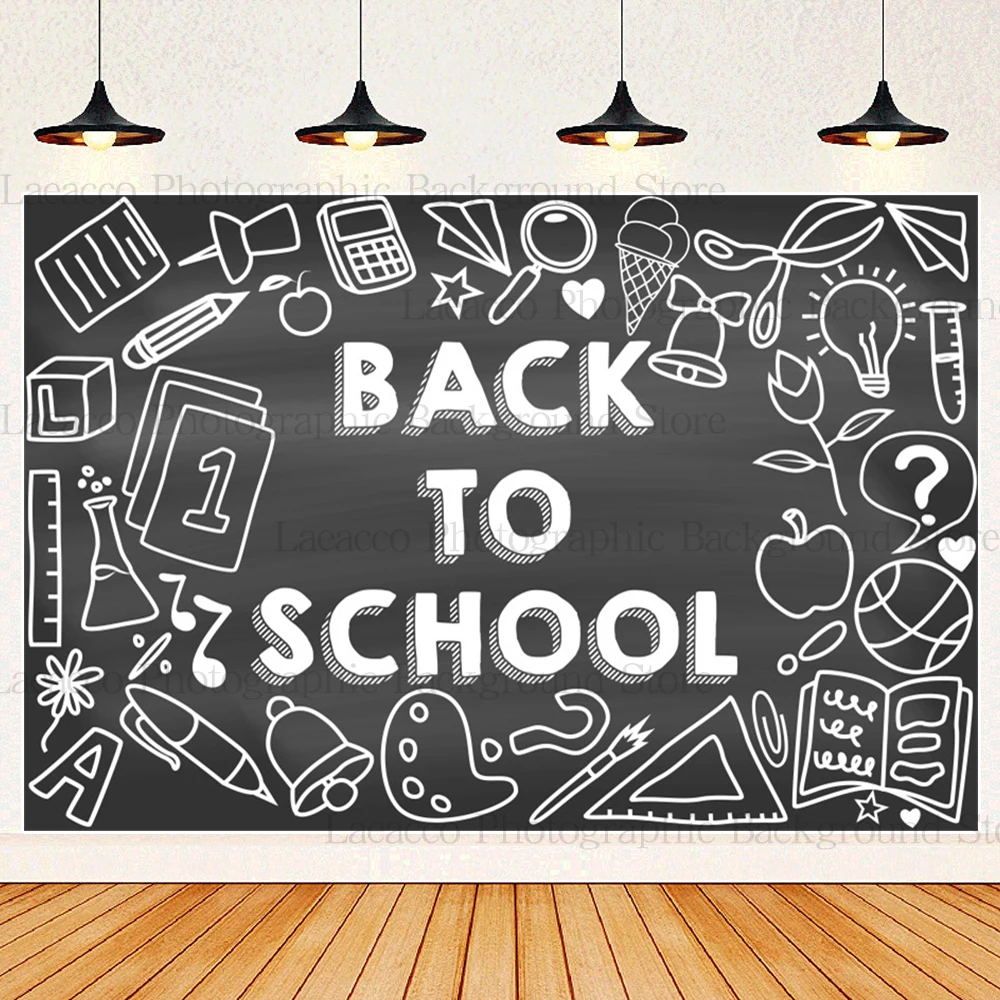 Kids Back to School Backdrop for Photography Background Teachers Chalkboard Backpacks Chalk Classmate Students Desks Backdrop