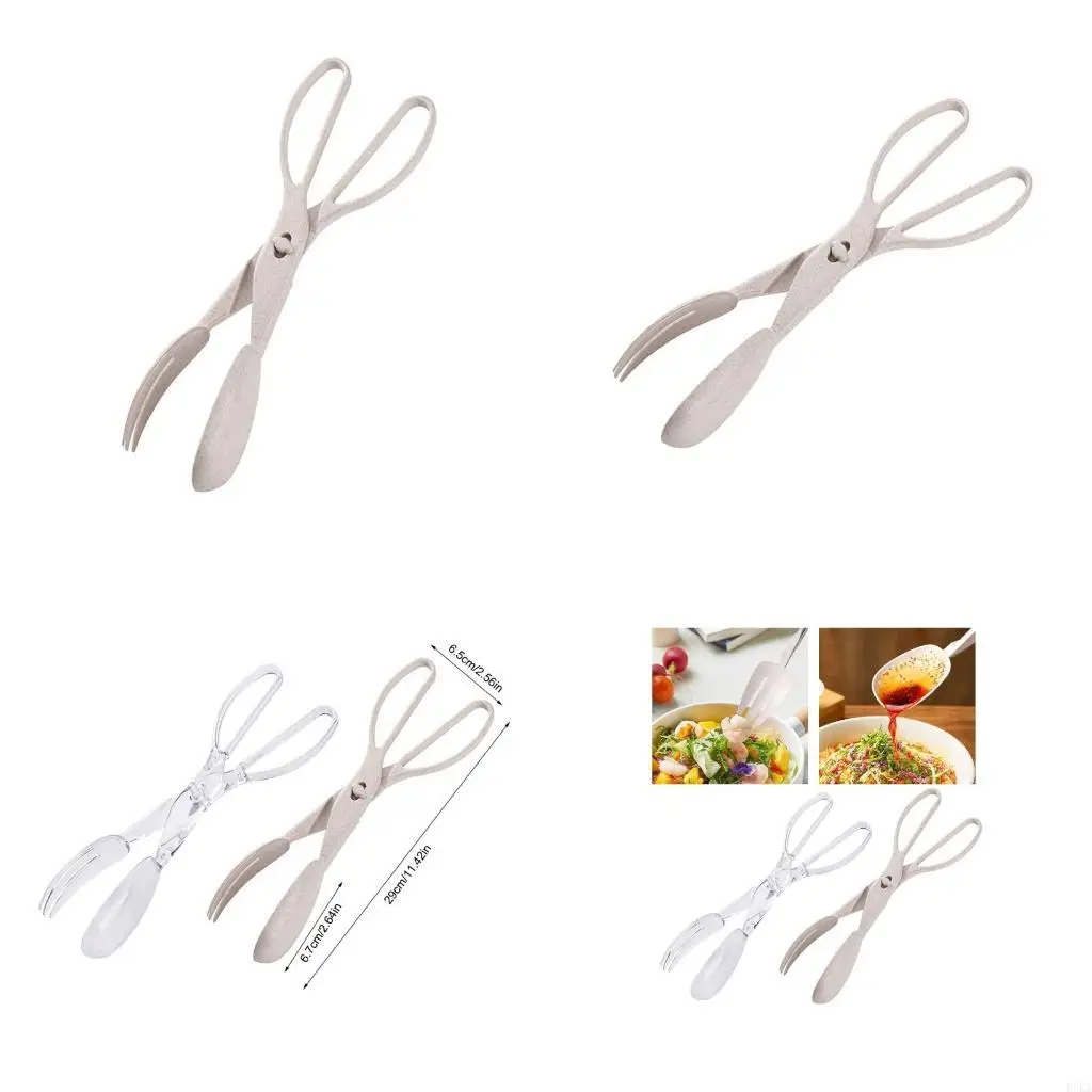   Plastic Serving Utensils Heatproof Handle Scissor Tongs Safe Cooking Easy Cleaning For Salads Baking And Everyday Use