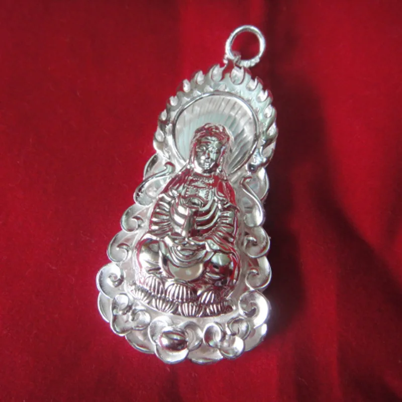 Classic design Chinese style cameo flame Guanyin  pendant charming and domineering silver 925 exquisite necklace banquet jewelry
