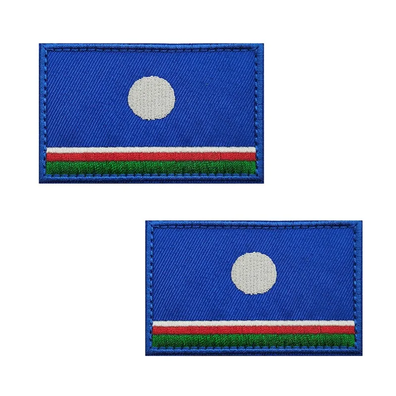 1PC Sakha Yakutia National Flag Armband Embroidered Patch Hook & Loop Or Iron On Embroidery Badge Cloth Military Moral Stripe