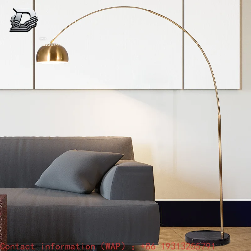 

【From China】Curved Marble Base Designer Living Room Fishing Modern Nordic Light Emitting Diode Corner Standing Light Floor Light