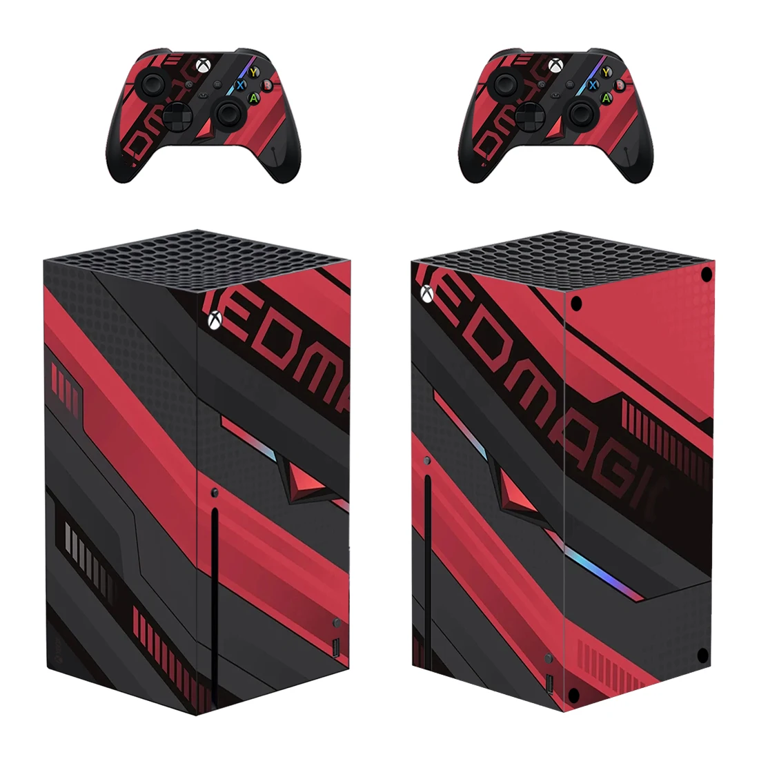 Geometry Black and Red Style Xbox Series X Skin Sticker for Console & 2 Controllers Decal Vinyl Protective Skins Style 1