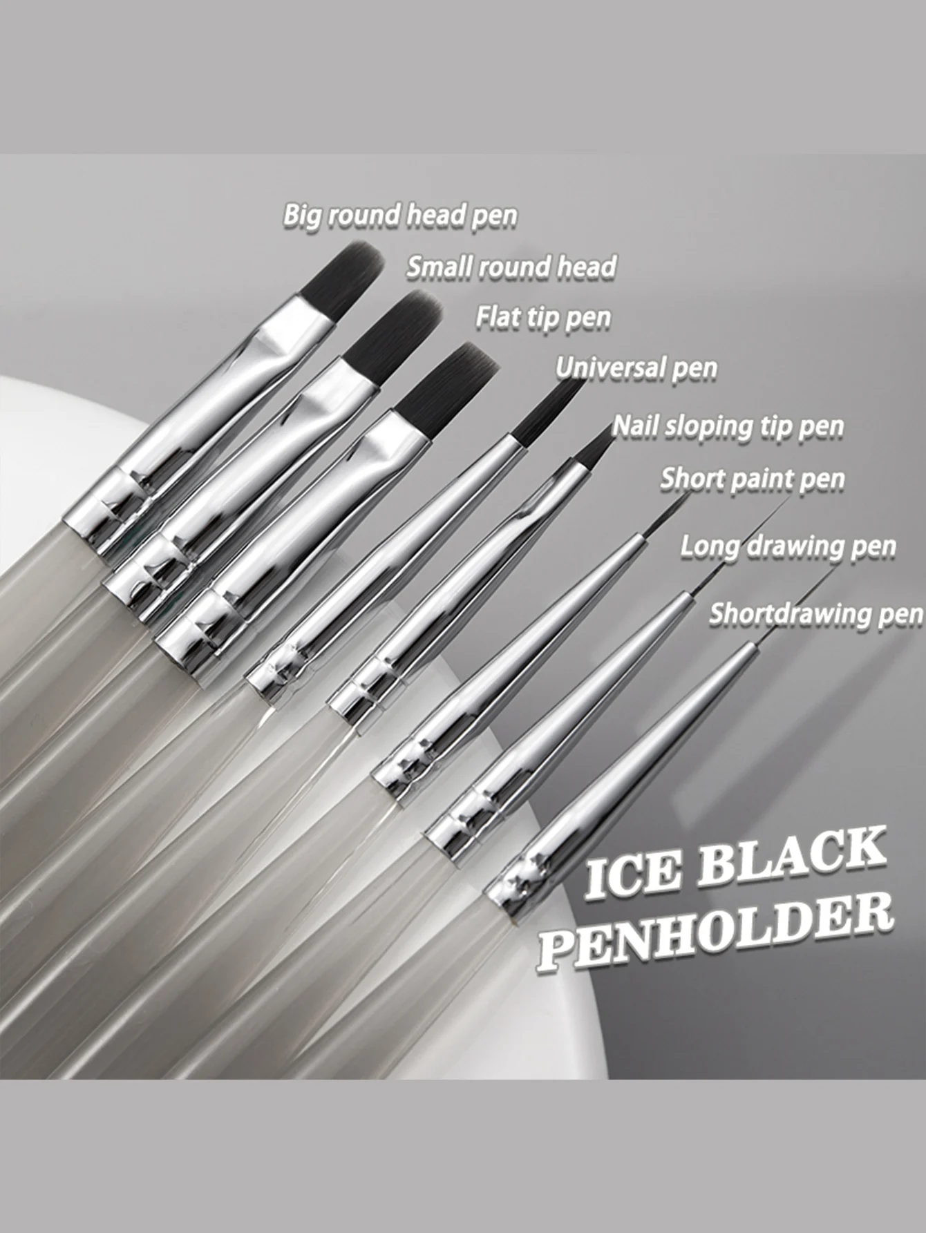 Ice Black Series Nail Brush Set Color Drawing Line Pen Advanced Set Phototherapy Pen Nail Special