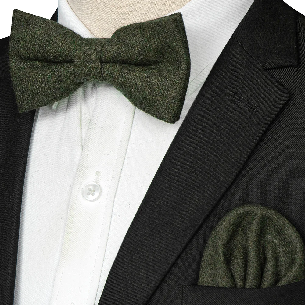 EASTEPIC Kaschmir-Krawatte, doppellagig, dick, Fliege für Herren, Einstecktuch-Set, Woll-Accessoire, warme Farbe, Hochzeitsgeschenk, Winterparty – Detail 17