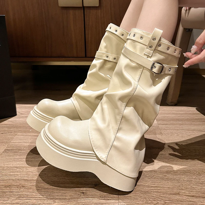 منصة المرأة أحذية عالية الكعب أحذية مصممين موضة فاخرة امرأة الشتاء الأحذية 2025 فستان جديد تشيلسي بوتاس دي موهير #3