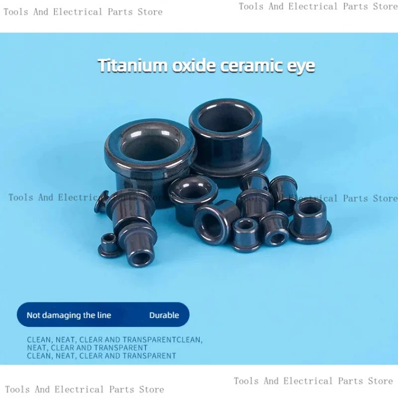 20PCS Black Titanium Oxide Wear-Resistant Ceramic Eye Bead Porcelain Hole Sleeve Textile Winding Twister