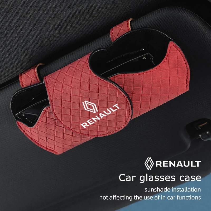 Car Interior Sun Visor Glasses Box Suede Sunglasses Storage Case For Renault Clio Koleos Megane Espace QM6 Kadjar Captur Scenic