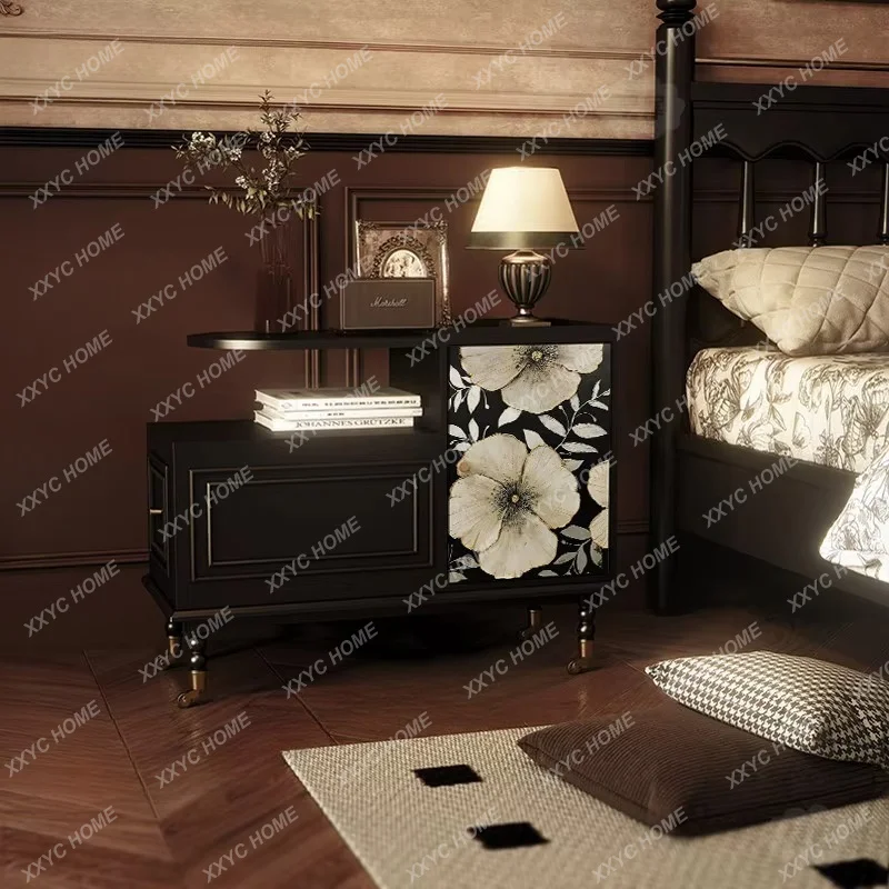 XX style, solid wood removable coffee table, medieval storage trolley, household storage edge, multi-functional locker
