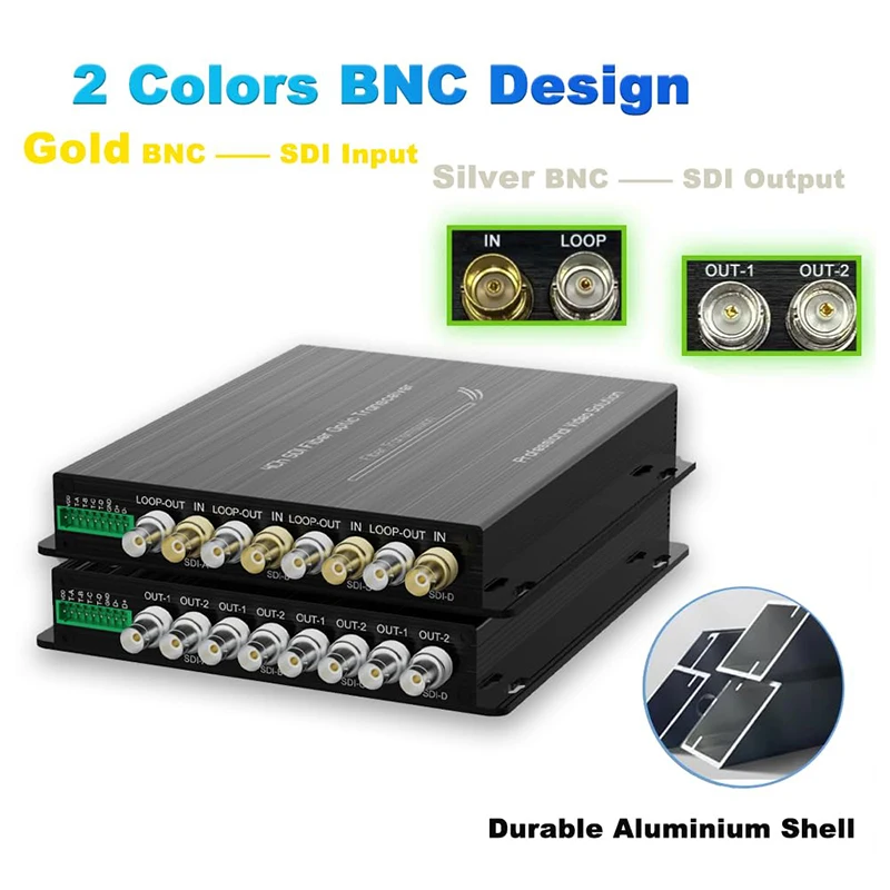 ตัวขยายสัญญาณไฟเบอร์ 4CH 3G HD-SDI พร้อม RS485 Tally LoopOut ตัวแปลงสัญญาณวิดีโอ SDI 1080P อุปกรณ์ส่งสัญญาณภาพแบบออปติคอล SM 20 กม.