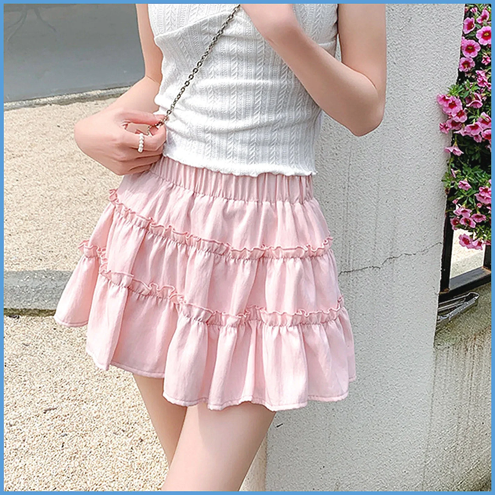 Sexy Summer Dress for Women, Sweet Pleated Mini Skirt, Flirty Cake Hem Design