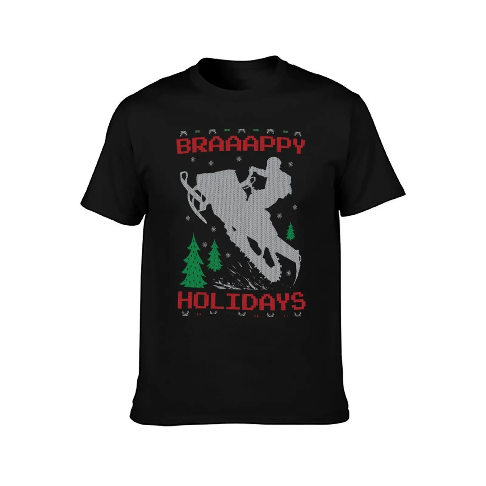 Snowmobile Ugly Christmas T-Shirt Casual Basic Street Style T-Shirt