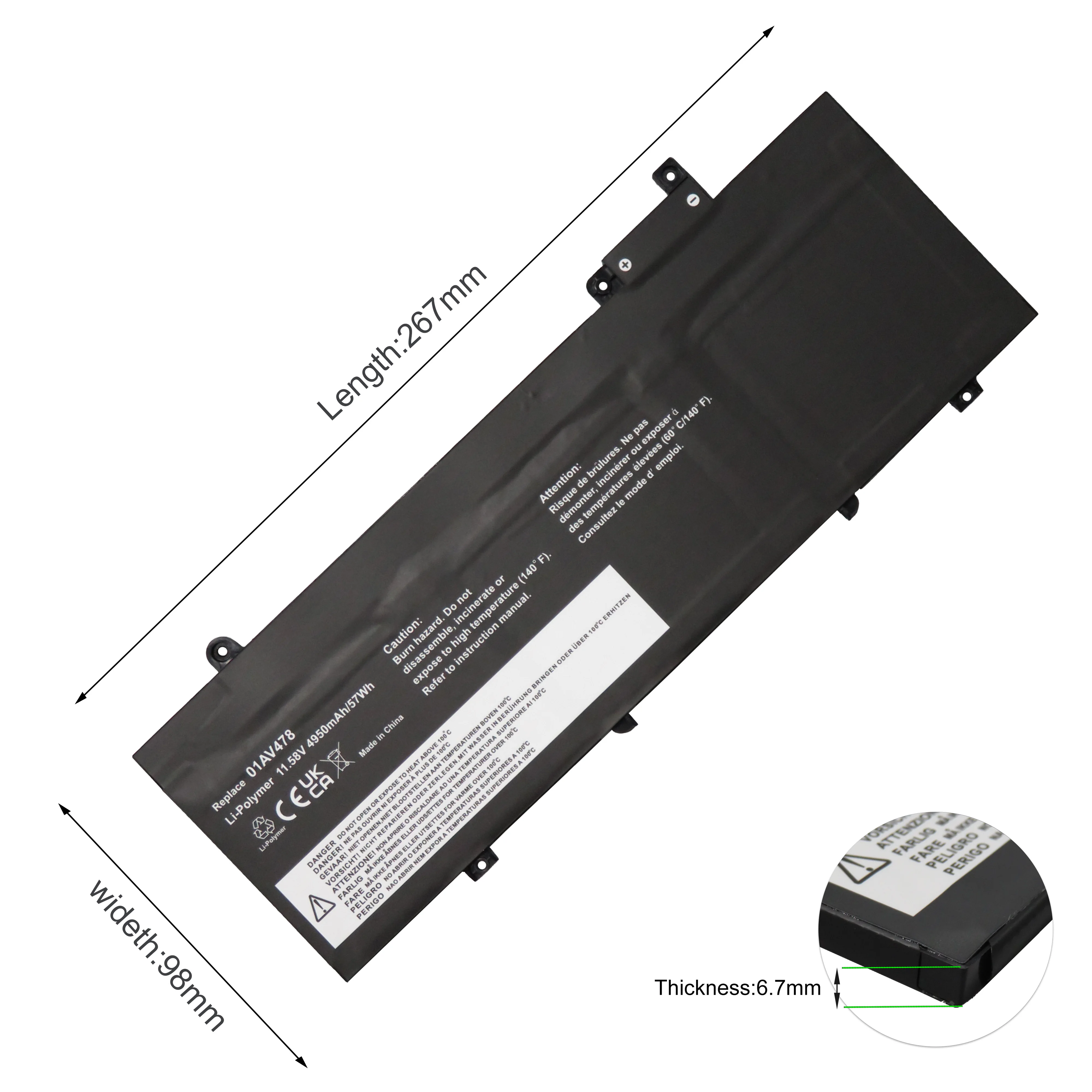 For Lenovo 01AV478 Laptop Battery Lenovo ThinkPad T480S Series L17L3P71 SB10K97620 01AV479 01AV480 L17M3P71 L17S3P71 TP00092A