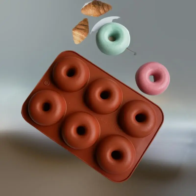 

6 Holes Silicone Donut Mold Bagel Pan Non Stick Baking Heat Resistance Mould Doughnut Maker Pan Baking Tool