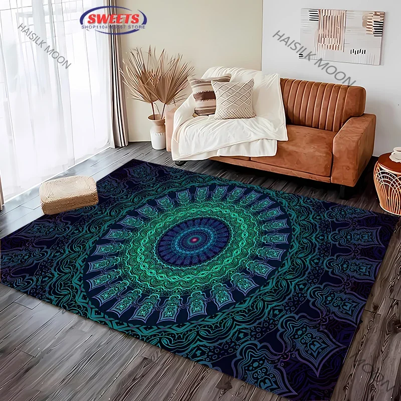 HD-Mandala Flower Pattern Rug for Bedroom LivingRoom Carpet for Kitchen Floor Decor Non-Slip Floor Pad Four Seasons Mats