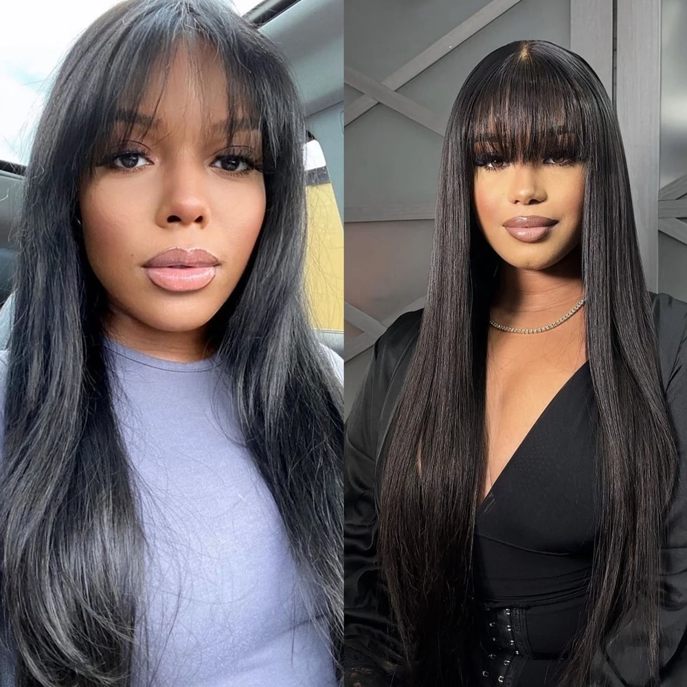 

Бразильский прямой парик с челкой 13x4 13x6 HD, кружевной фронтальный парик, плотность 200, парики из натуральных волос на кружеве для женщин, парики с застежкой 6x6