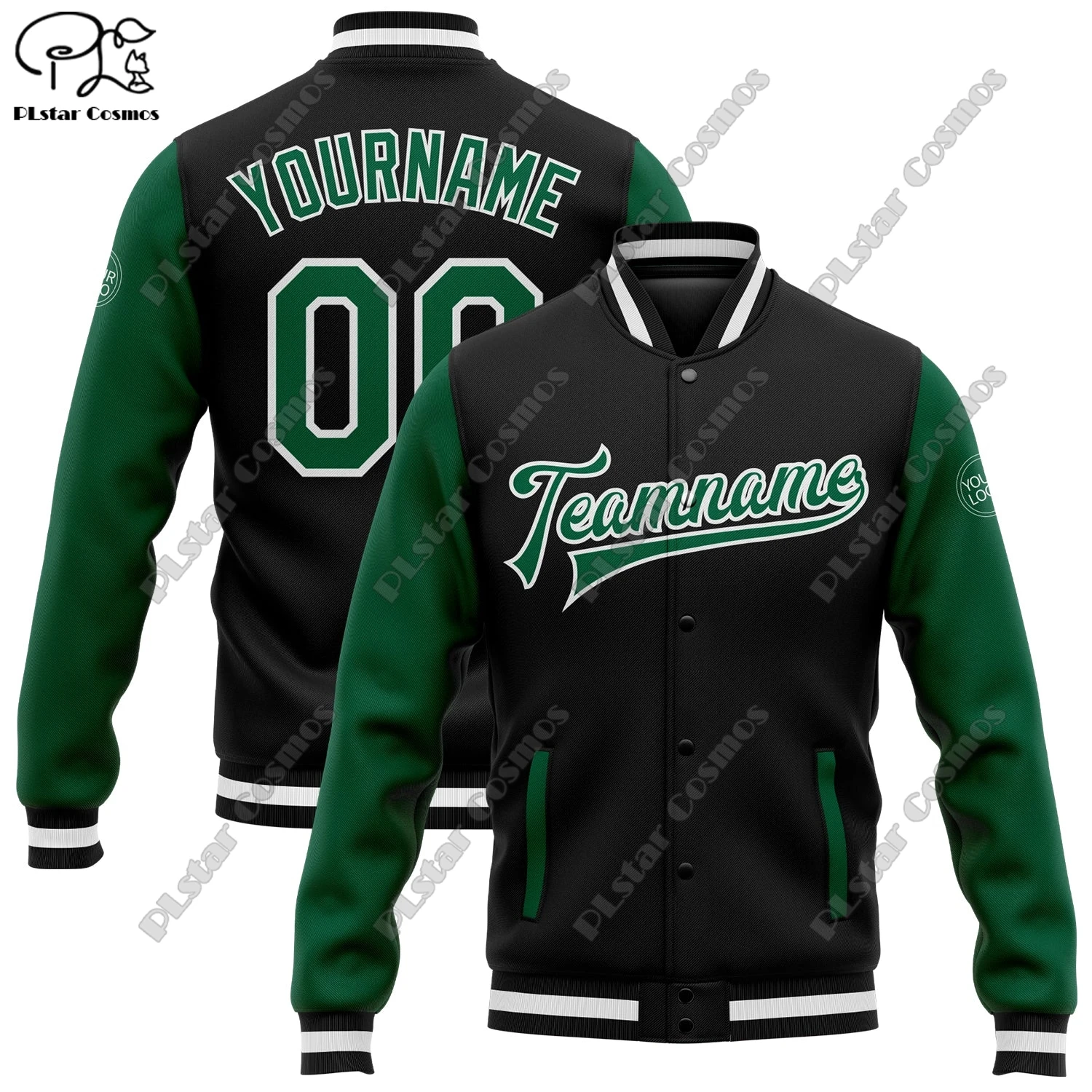3D Printing Custom Name Logo Jacket Colorful Letters Aviator Full Snap Jacket Unisex Team Gift Winter New Arrival Series JK-8