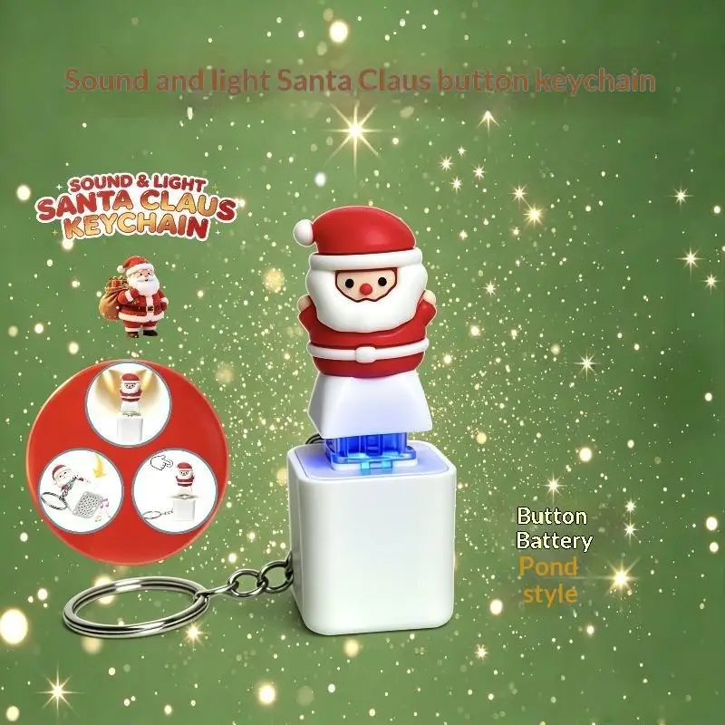 Weihnachts-Weihnachtsmann-Schlüsselanhänger mit Licht und Ton zur Stresslinderung, Niedlicher Leuchtender Stimmen-Schlüsselring, Kreatives Fidget-Spielzeug für Weihnachtsgeschenke – Detail 12